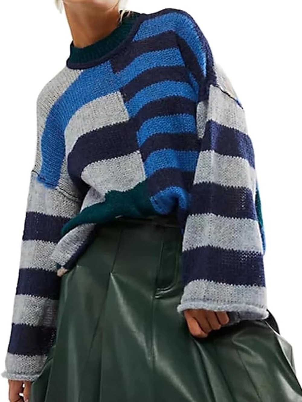 Free People Caravelli Splice Pullover in Ocean Combo Blue Size M - Picture 4 of 12